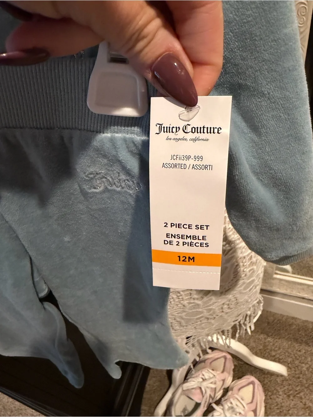 Juicy Couture Baby Blue Hooded Velour Track Set - 12 Months